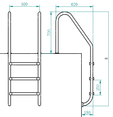 L01 L Modelo 304 Escada de Aço Inoxidável